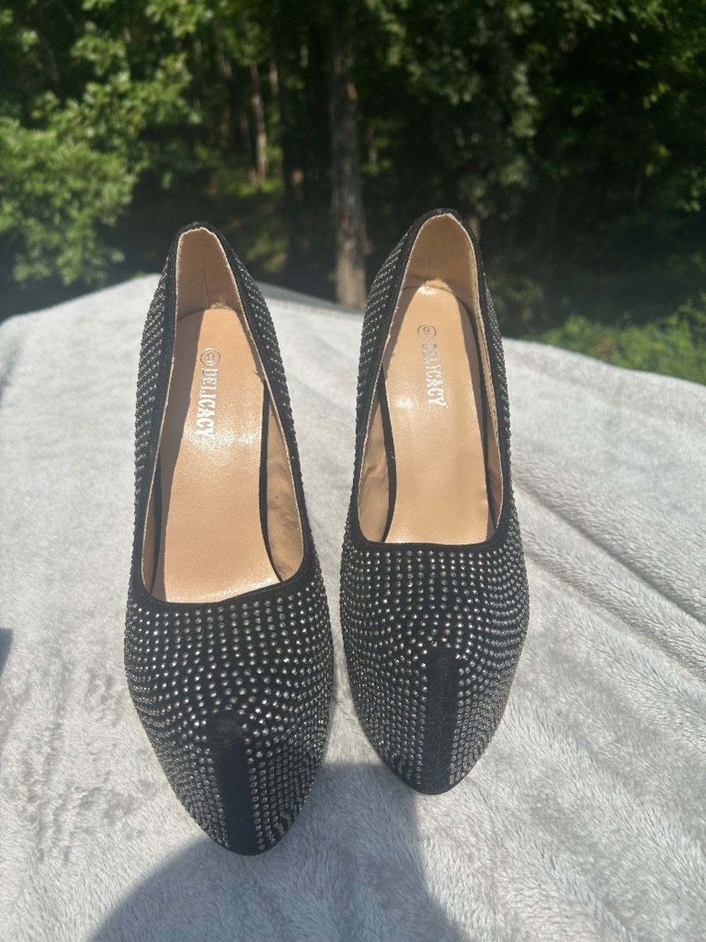 Beautiful Black with Silver Studs platform Stilettos